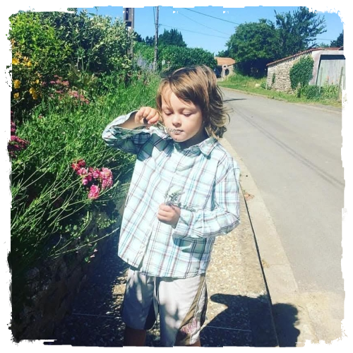 Tyler aged 5 smelling some lavender